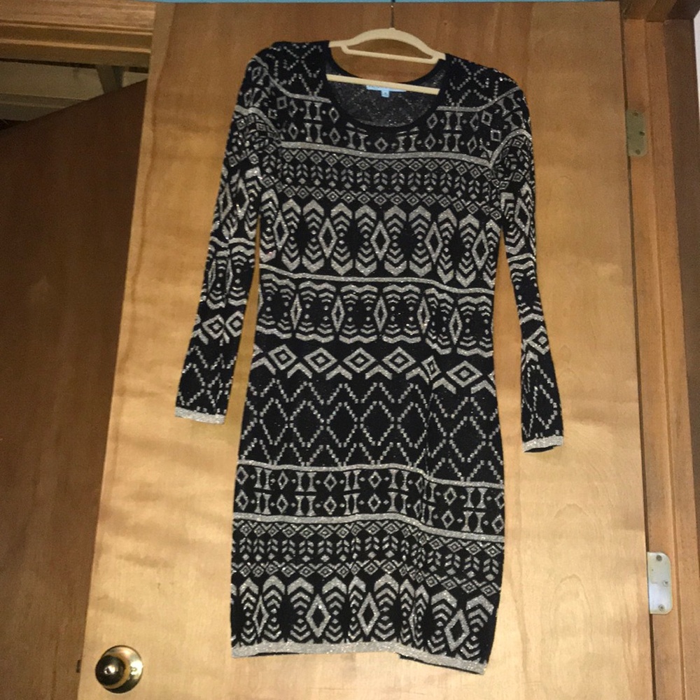 Antonio Melani Black and silver sweater dress